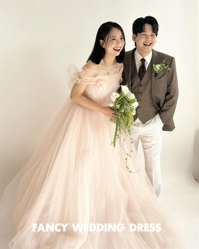 Fancy Fairy 3 Style Korea Wedding Dress Sleeveless A Line Tulle Bridal Gown Photo Shoot Floor Length Back Corset 웨딩드레스