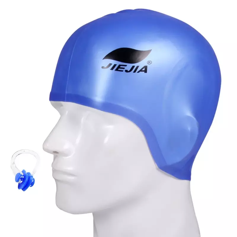 Topi renang silikon penuh pelindung telinga, topi renang universal, penutup telinga berenang