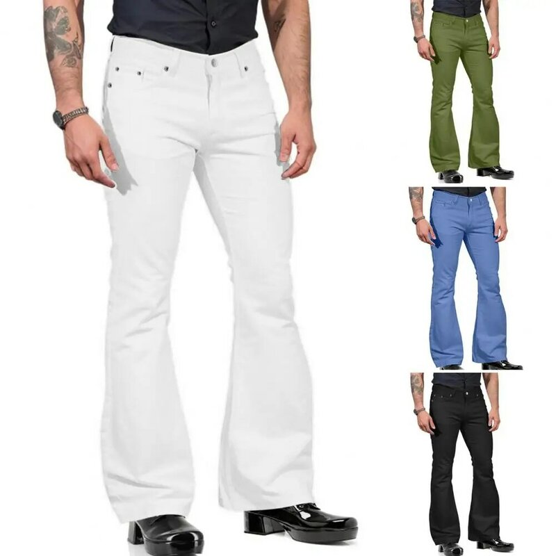 Pantalon Évasé d'Inspiration Rétro pour Homme, Jean Baggy Vintage Solide, Cloche de Document Astronomique, Fjfor Harajuku Streetwear