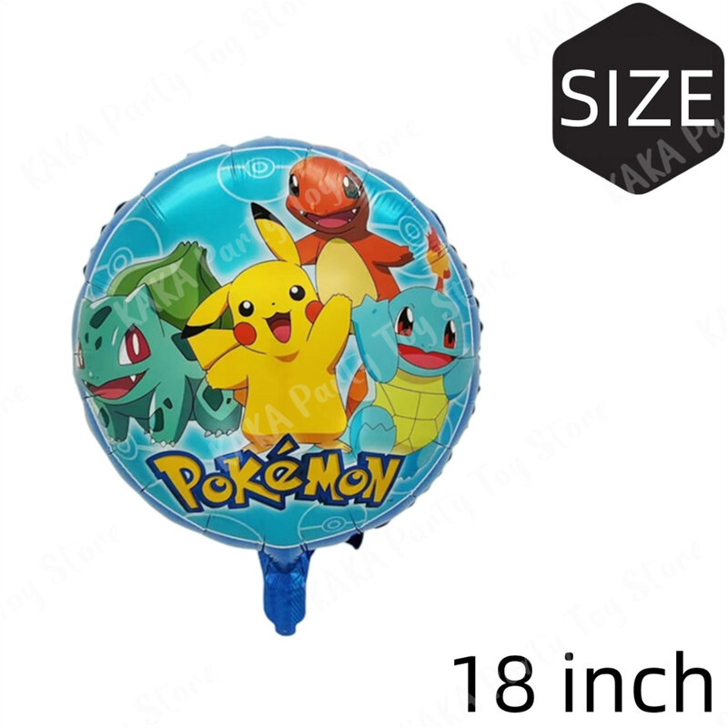 Ensemble de ballons en aluminium de dessin animé Pokemon, Pikachu, Charmander, accessoires de décoration de fête, jouet Anime, fête d'anniversaire, 5 pièces, ensemble
