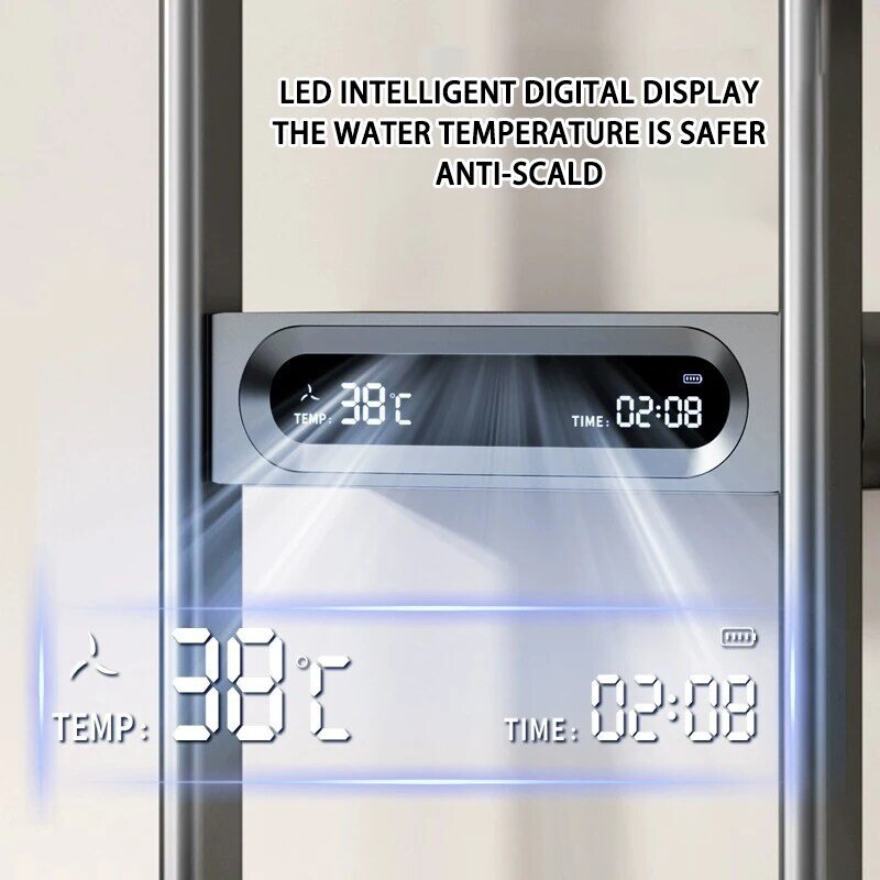 New Hydroelectric Digital Display Smart Shower Set Pressurized Wall-Mounting Atmosphere Light Copper Shower Set
