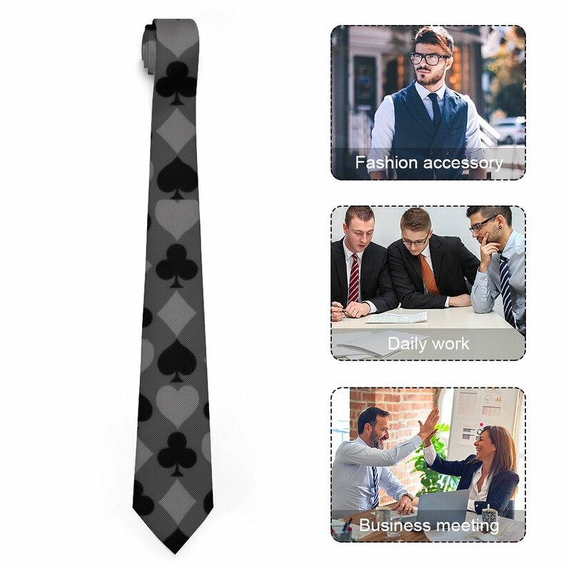 Corbata de cuello de cartas de póquer para hombres, trajes de cartas, corbata de cuello Kawaii, patrón divertido, accesorios de corbata de calidad de negocios