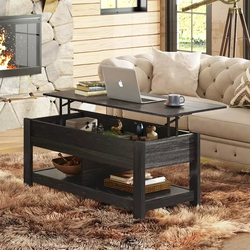 Mesa de centro de madera para sala de estar, mueble moderno, color negro, extremo de mesa de centro, comedor y té