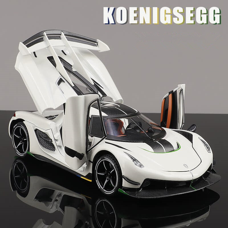 Koenigsegg-coche deportivo de aleación de ataque Jesko, modelo de coche de carreras de Metal fundido a presión, simulación de sonido y luz, juguete para niños, regalo, 1:24