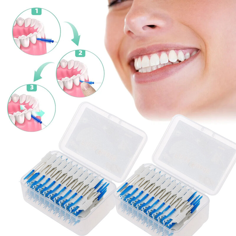 200pcs Silicone interdental brush With Thread Toothpick Teeth Cleaning Tools Interdental Brush Clean Between Teeth Toothbrush