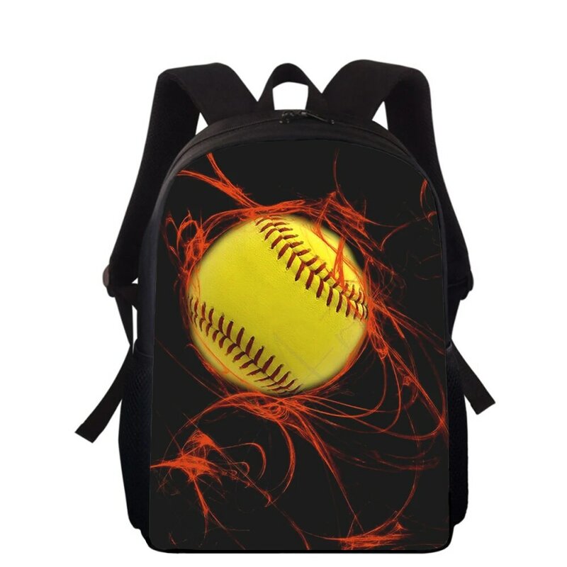 3D Print sacos escolares primários para meninos e meninas, estudantes sacos de livros escolares, movimento de beisebol, 16"