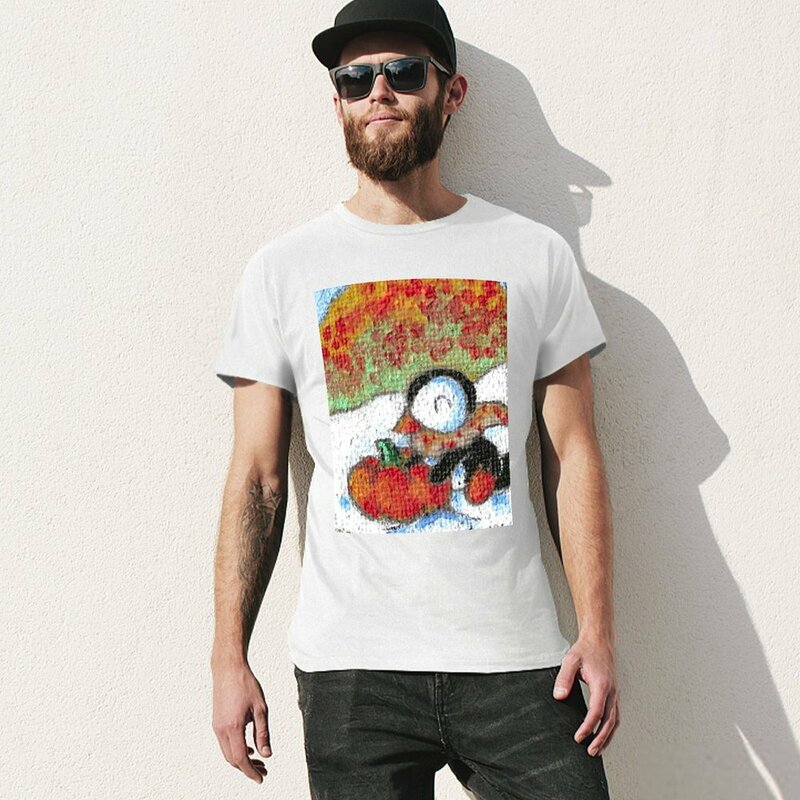 Pinguin und ein Kürbis T-Shirt Bluse Kurzarm T-Shirt Anime Vintage Sweat Shirts, Männer