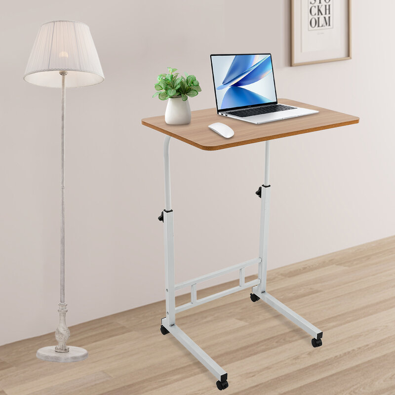 Meja Laptop dengan tinggi yang dapat disesuaikan, dudukan komputer bergulir dengan tinggi yang dapat disesuaikan