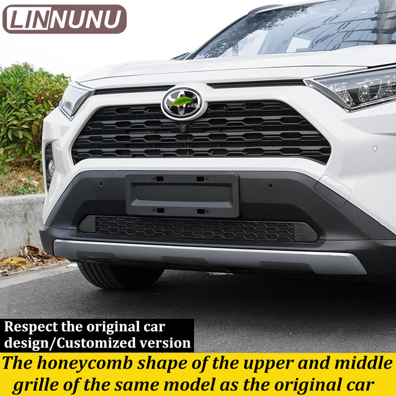 LINNUNU Car Front Grille Cover Trim Insect Proof Net Stainless Mesh Decoration Exterior Protector Sticker Fit for TOYOTA RAV4