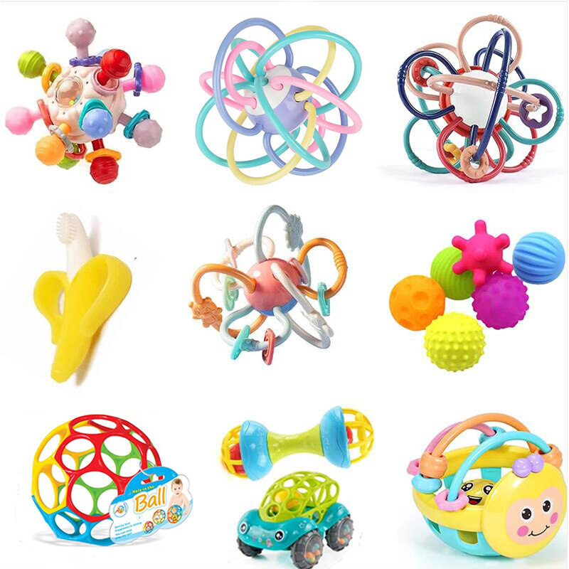 Mainan Bayi Tumbuh Gigi Mainan untuk Bayi 1 2 3 Tahun Sensorik Mainan Bayi 0 6 Bulan Menggenggam Kegiatan Mengunyah Montessori Pendidikan Mainan