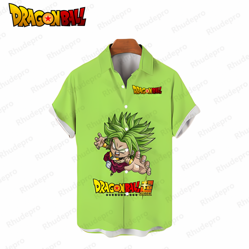 Dragon Ball Z Vegeta masculina camisas de manga curta, roupa estética Harajuku, anime Super Saiya, estilo praia Goku, social