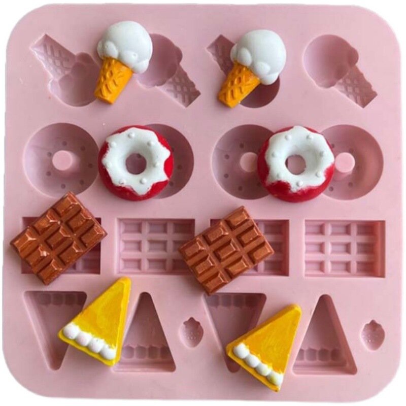Mini rosquinhas waffle molde de cozimento de chocolate molde ferramentas de cozimento de chocolate não-vara silicone gel bolo decorações reutilizáveis molde de silicone