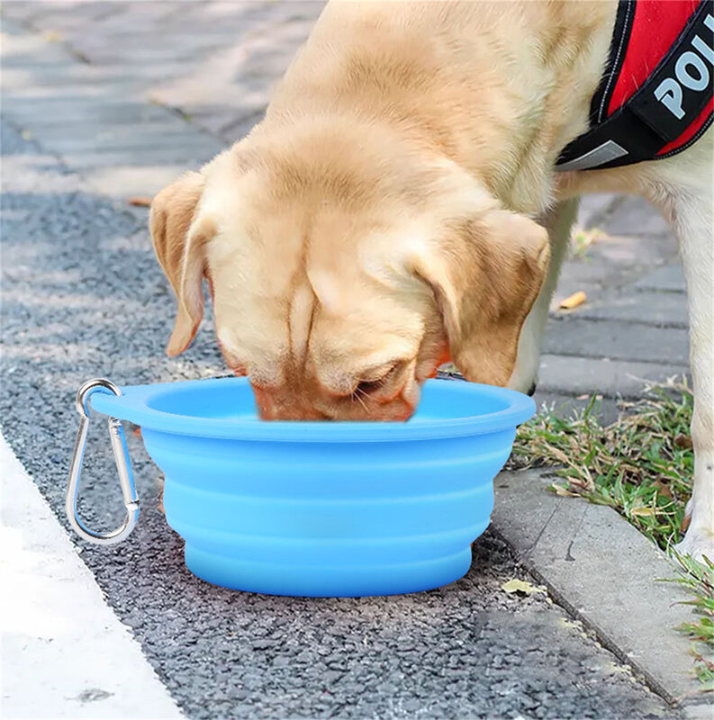 350/600ml Large Collapsible Dog Pet Folding Silicone Bowl Outdoor Travel Portable Puppy Food Container Feeder Dish Bowl