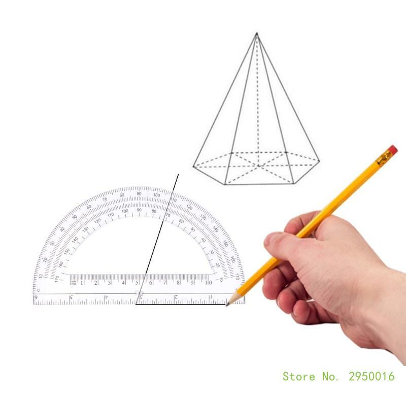 5 buah busur derajat matematika 180 derajat busur derajat plastik 6 inci busur derajat untuk rancangan geometri, alat pengukuran