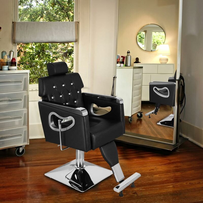 Winado-Heavy Duty Cadeira de barbeiro reclinável, Styling Salon Chair com encosto de cabeça, 360 ° giratória, altura ajustável, apto para Ha