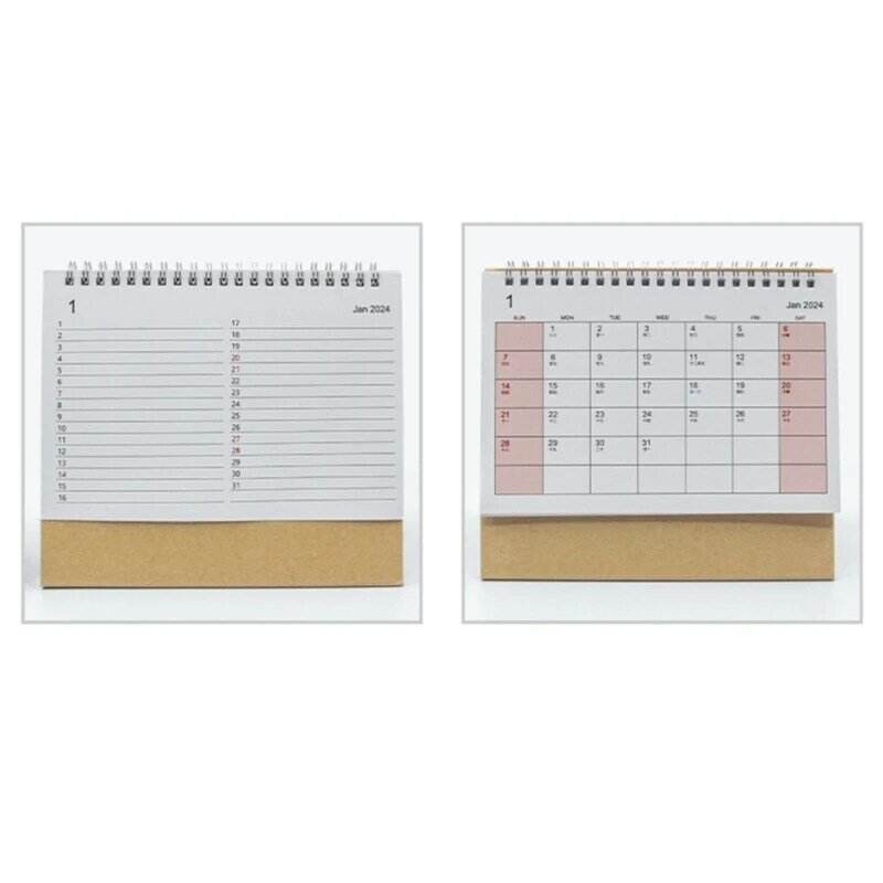 2024 Mini Desk Calendar Multifunctional Ornament for Home Spirals Freestanding