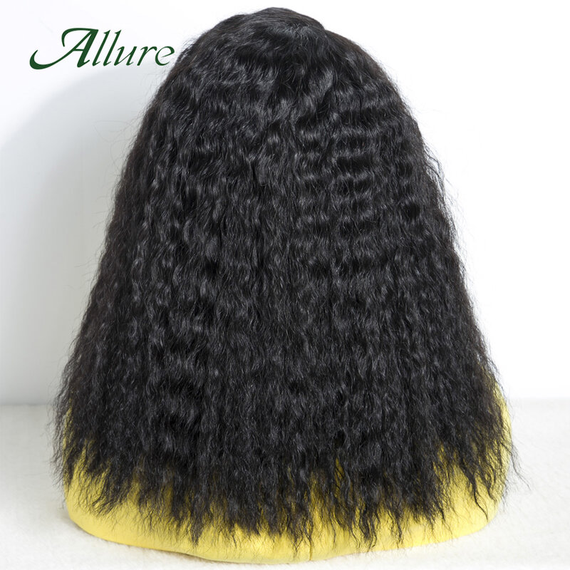 Głębokie fale Ludzkie włosy Koronkowe peruki dla kobiet Brazylijskie 14-calowe peruki z głębokimi kręconymi włosami Wstępnie oskubane z Babyhair Natural Black Allure