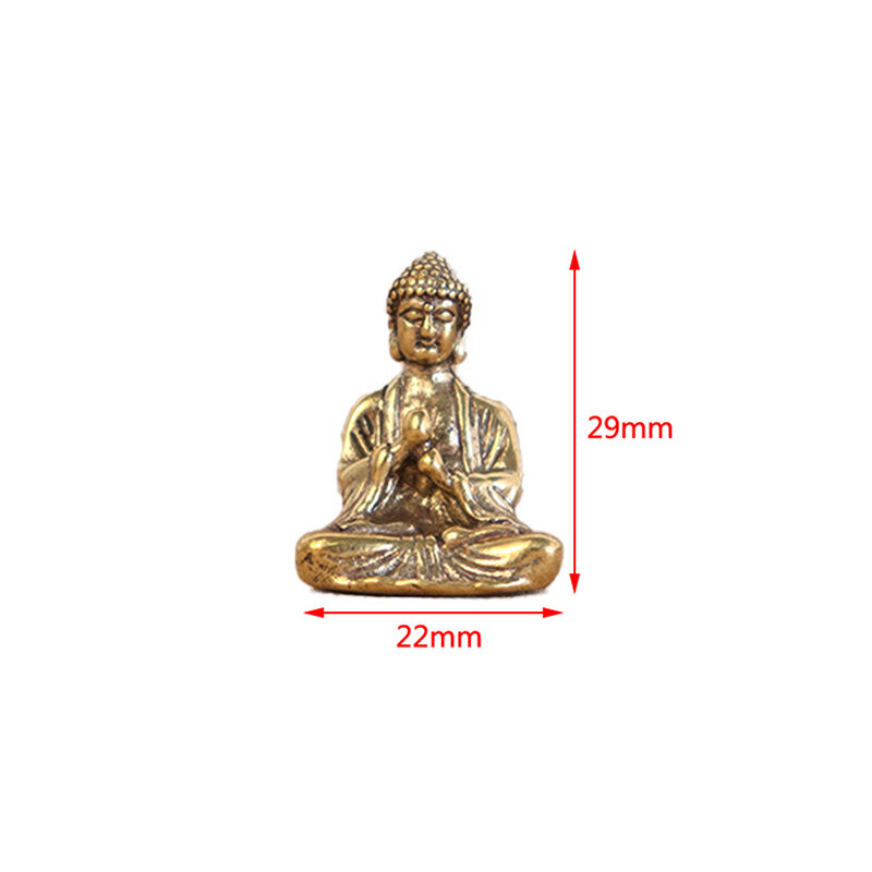 Patung miniatur Buddha Sakyamuni tembaga padat, ornamen patung
