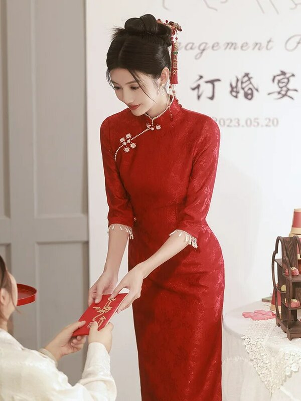 Cheongsam elegante estilo chinês para mulheres, vestido novo de verão, roupa tradicional, estilo nacional, melhoria qipao, menina do dia a dia