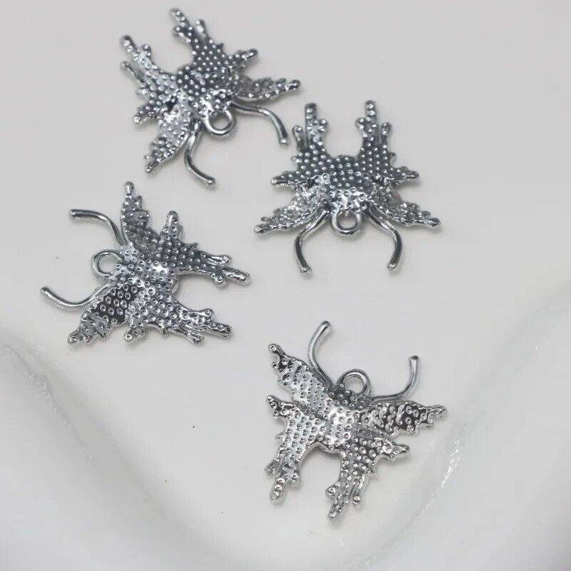 Teardrop Crystal Butterfly Charms, pingente de liga mariposa para fazer jóias, brinco artesanal e colar, acessórios DIY, 5pcs