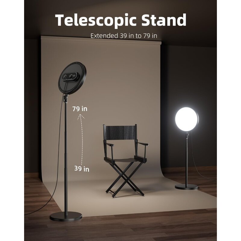 TODI Ring Light with Stand and Phone Holder Kit, 6500K Full-Screen Large Ring Light with Remote, 79" Professional Big Ring Light