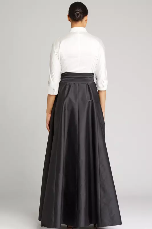 Yipeisha 화이트 블랙 A 라인 이브닝 드레스, 브이넥 티셔츠 소매, 신부 어머니 파티 가운, 활 플러스 사이즈 무도회