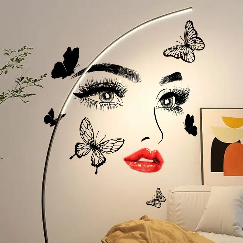 2 шт. женские красные губы глаза бабочка Мультяшные наклейки на стену фон для гостиной спальни украшение роспись настенные наклейки