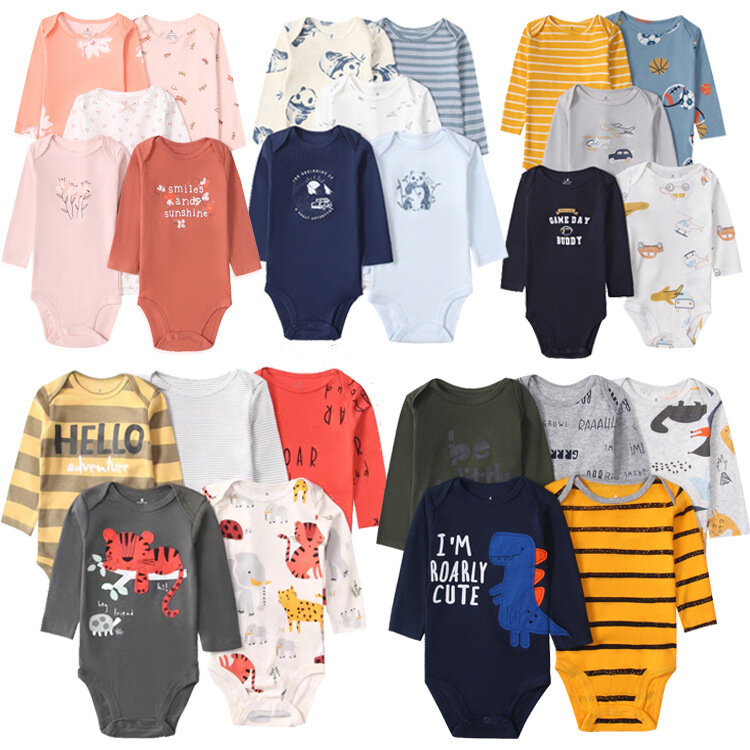 5PCS/set Fashion Baby Boys Clothes Cotton Soft Long Sleeve Autumn Boy Girls Bodysuit Newborn Toddler Body