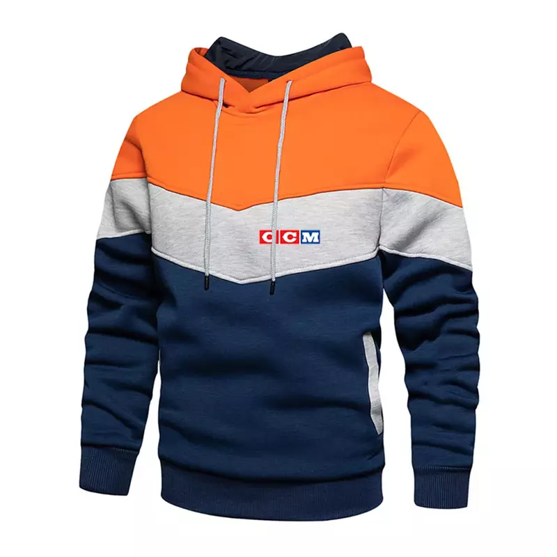 2024 Autumn CCM Printed Men's New High Quality Long Sleeves Three Color Splicing Hoodies Fashionable Casual Pullover Sport Tops
