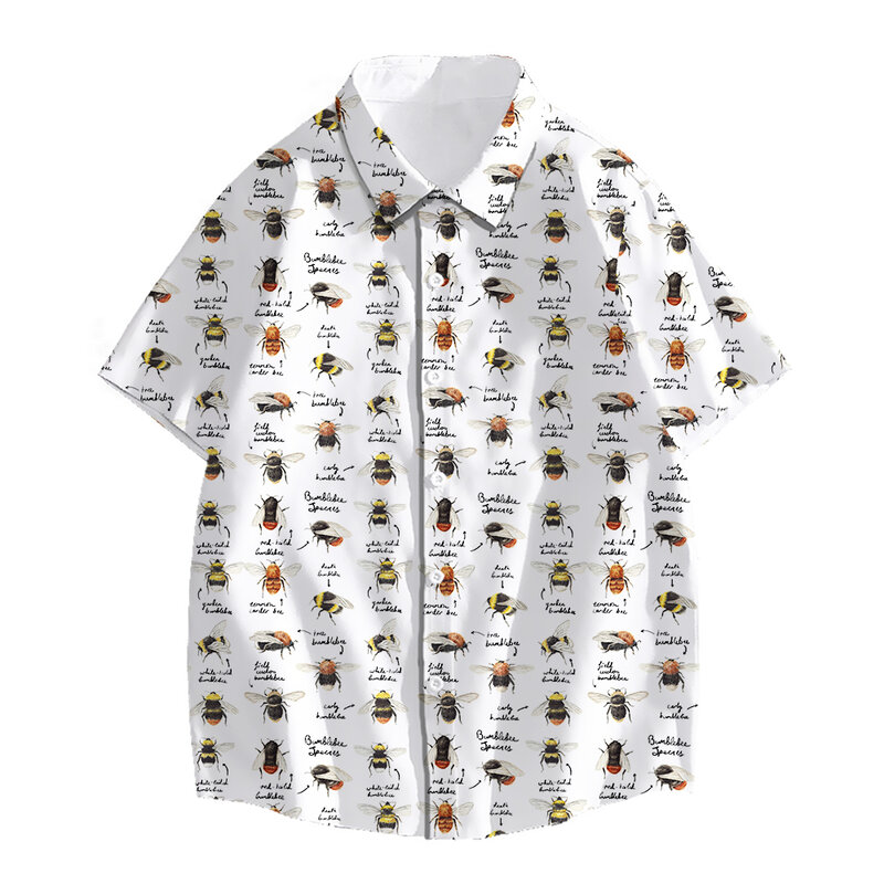 Sonspee nova impressão 3d inseto lazer hawaii camisa pequeno padrão de inseto unisex hip hop topos oversize manga curta blusa de rua