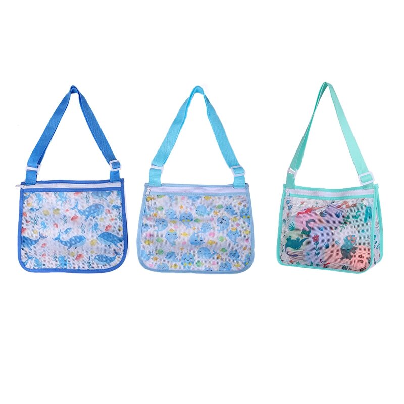 3 pezzi borse a rete da spiaggia borse da spiaggia in rete per bambini borse da collezione con conchiglie borse per la raccolta di conchiglie per bambini con cerniera