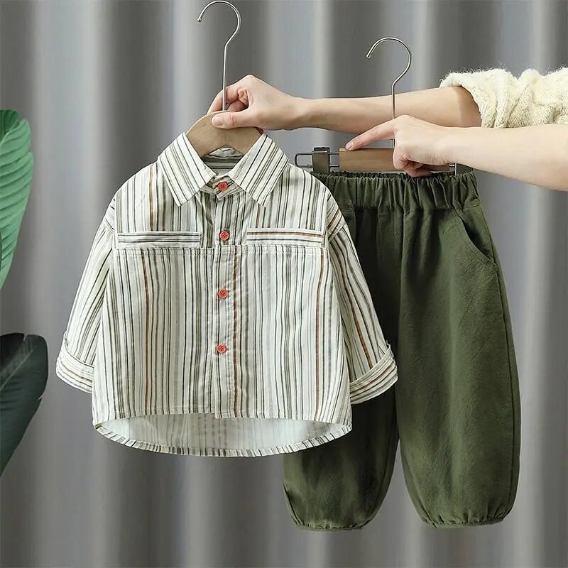 Conjuntos de ropa para bebés, Camisa de algodón para niños, Tops y pantalones, traje de 2 piezas para niños de 0 a 9 años, ropa deportiva informal