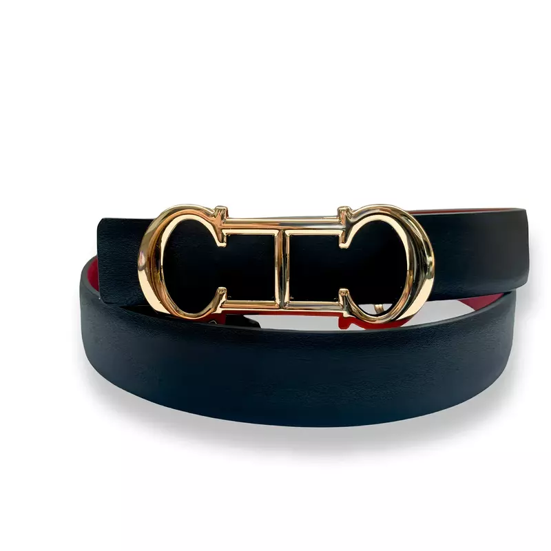 Cinturón de diseñador de lujo para mujer, Correa vaquera de alta calidad de 2,5 cm con cuero genuino y diseño de doble cara, novedad de 2024