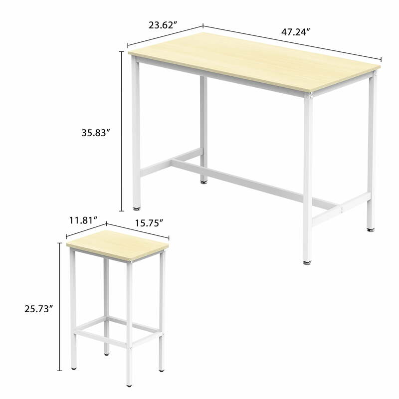 3 피스 바 테이블 및 의자 2 개 세트, 카운터 높이 식사 세트, 펍 테이블 세트, 의자 2 개 포함, 화이트