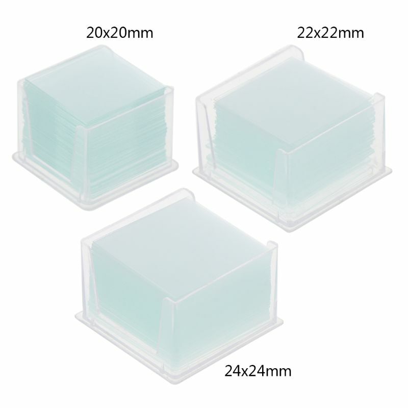 100 Pcs Transparent Square Glass Slides Coverslips Coverslides for Microscope Optical Instrument Microscope Cover Slip