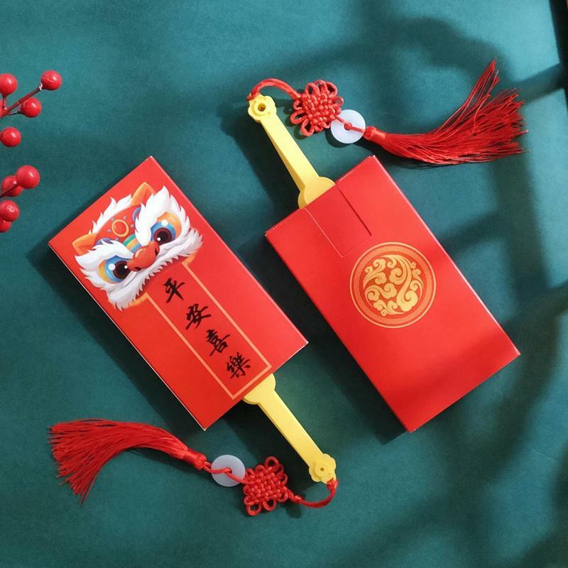 Amplop merah kipas Tahun Naga berbentuk saku merah amplop merah untuk dekorasi Tahun Baru paket merah Keberuntungan tas uang Festival Musim Semi