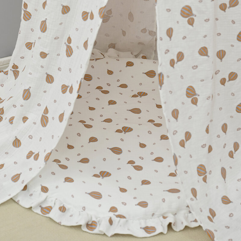 Kain Muslin Properti Foto Bermain Tenda Dekorasi 100% Katun Bulat Karpet Pembibitan dengan Embel-embel Bayi Baru Lahir Empuk Merangkak Tikar