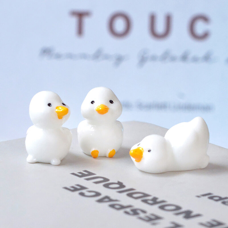 Cute Mini Yellow Ducks Ornament Tiny Duck Resin artigianato decorazioni per casa delle bambole