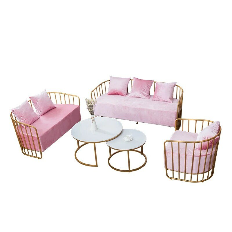 Скандинавский Железный диван для магазина свадебной одежды, золотистый простой современный Одноместный и двойной диван, кофейный столик, комбинация