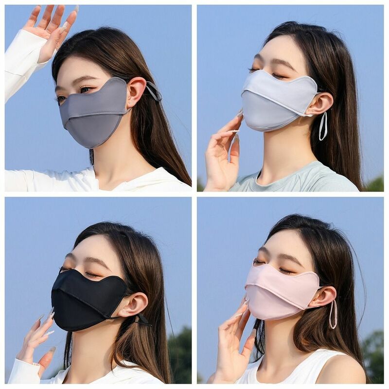 通気性のあるシルクフェイスマスク,単色,目の保護,スカーフ,アウトドア,夏