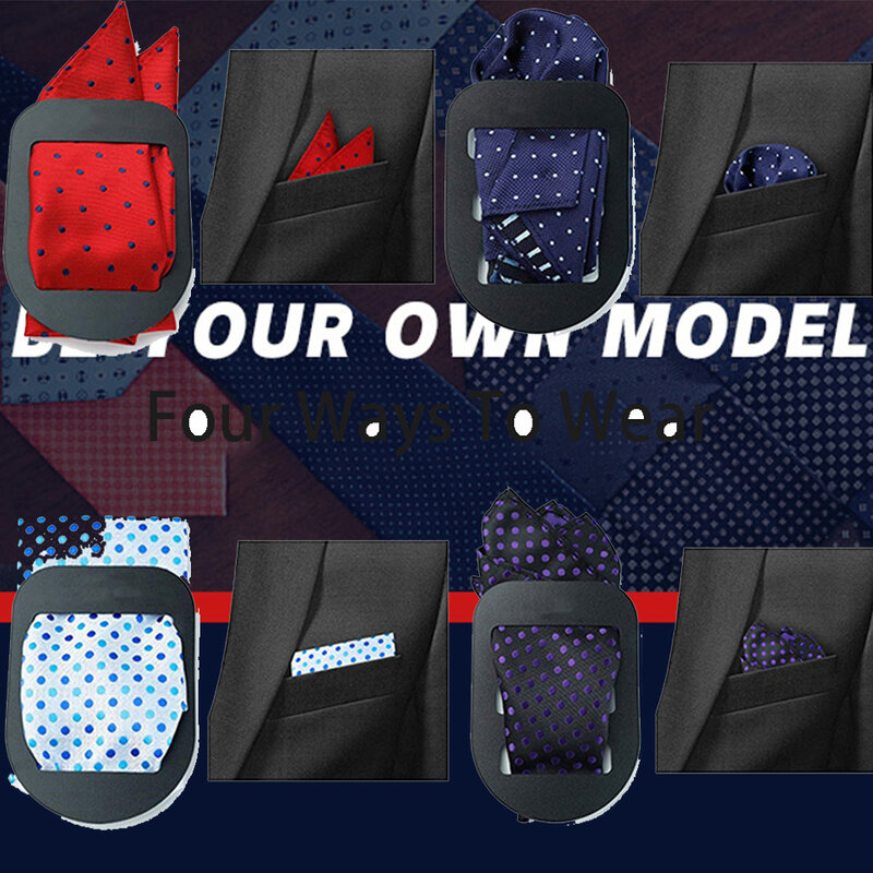 Set di accessori per fazzoletti con staffa quadrata per abiti neri personalizzati da uomo d'affari con Clip fissa in plastica tascabile alla moda