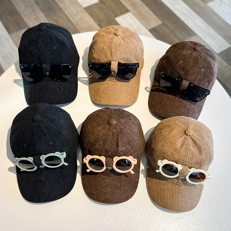 Модные трендовые детские солнцезащитные очки бейсболка креативная мужская женская с моделями родителей и детей осенне-зимняя Вельветовая шапка с язычком утка