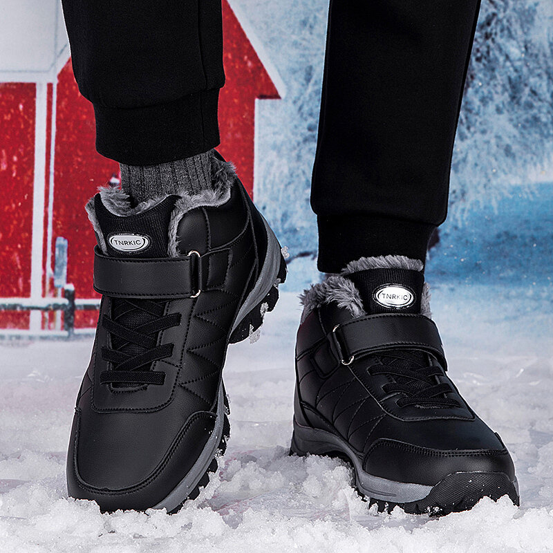 2022 جديد الشتاء الرجال التسلل مقاوم للماء الدافئة أحذية من الجلد رجل في الهواء الطلق عدم الانزلاق احذية الجري الخفيفة أفخم المشي الثلوج الأحذية الذكور