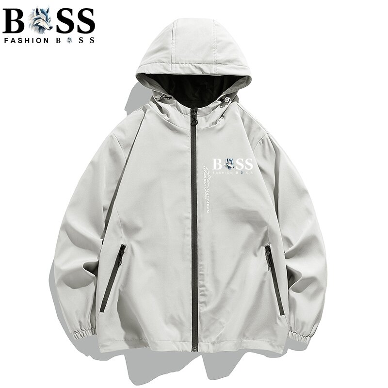 2024 New FASHION BSS Spring And Autumn Men's Windproof Zipper Jacket Casual High Quality Hooded Jacket Outdoor Sports Jacket