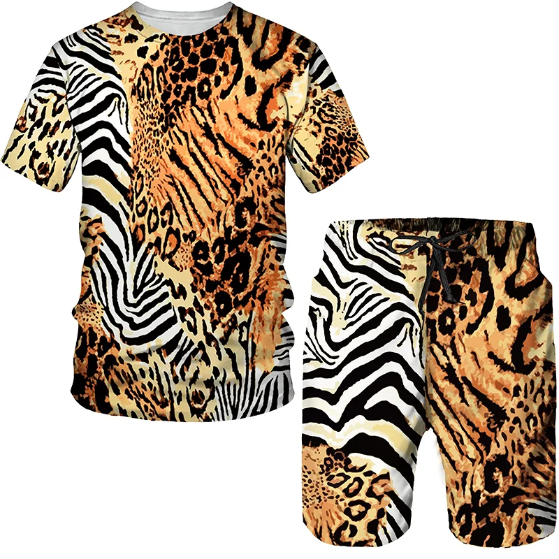 Streetstyle 3d Graffiti Bedrukt T-Shirt Set Zomer Heren/Dames Sportkleding/Camouflage Top/Shorts Casual Mode Herenkleding Set