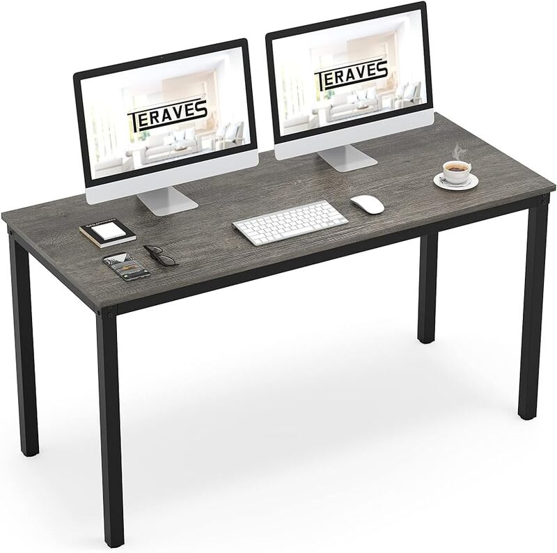Terave-Officeコンピューターデスク,頑丈なダイニングテーブル,ホームオフィス用の黒いオーク材,5.4インチ