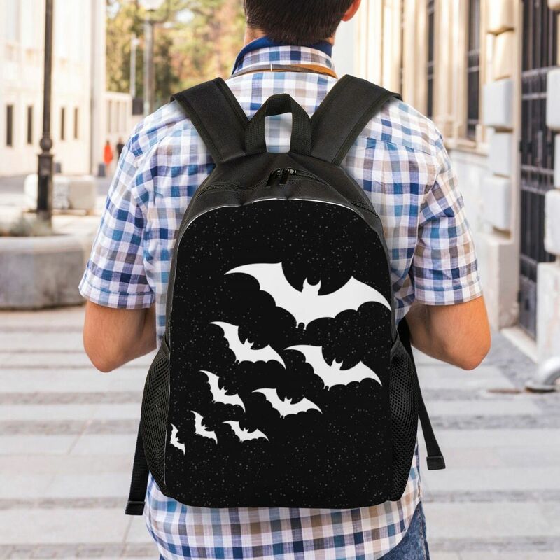 남녀공용 박쥐 야간 배낭, 방수 학교 대학 할로윈 고스 오컬트 마녀 가방, 인쇄 책가방