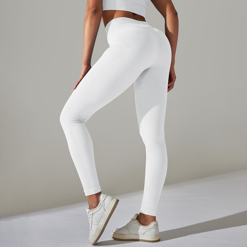 Sólido branco mulheres leggings sem costura gym leggings secagem rápida calças de fitness cintura alta correndo calças quadris empurrar para cima leggings esportivos