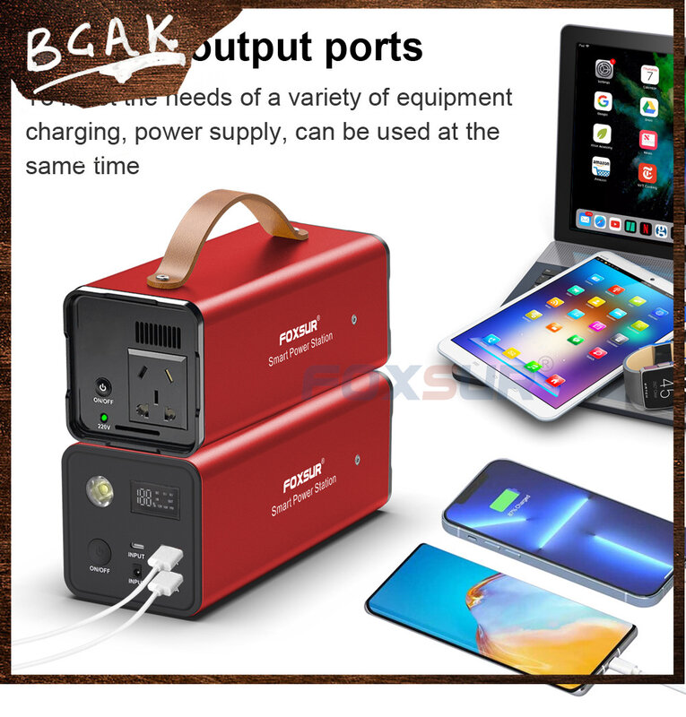 New Style : 220W BCAK Outdoor Mobile Power Supply Large-capacity Portable Power Bank Self-driving Camping, Night Market Stalls,