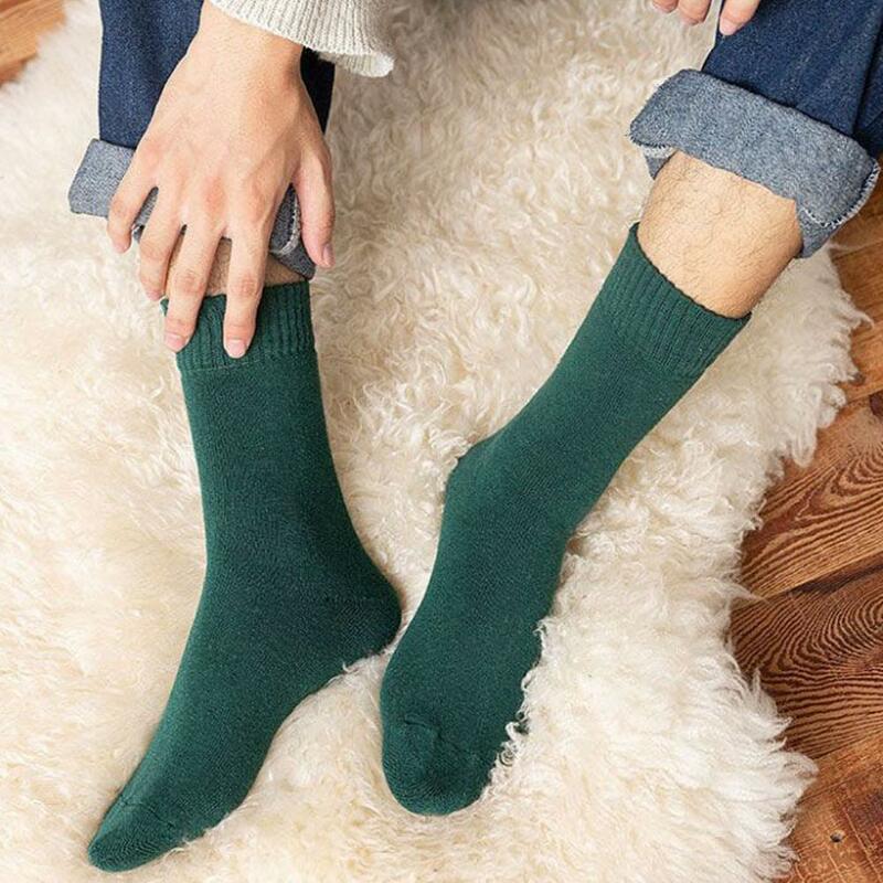 1 Pair Unisex Socks Knitted Mid-tube Thick Plush Soft Socks Warm No Odor Anti-slip Elastic Casual Floor Socks 겨울 스포츠 양말